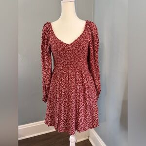 Newbury Kustom Red Floral Long Sleeve Dress